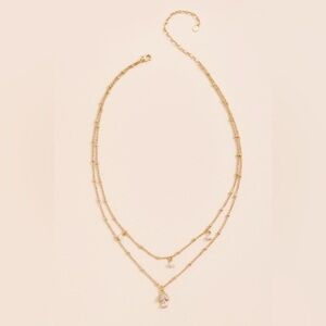 Joie Layered Pearl Mushroom Pendant Necklace, Gold/Pearl, NWT